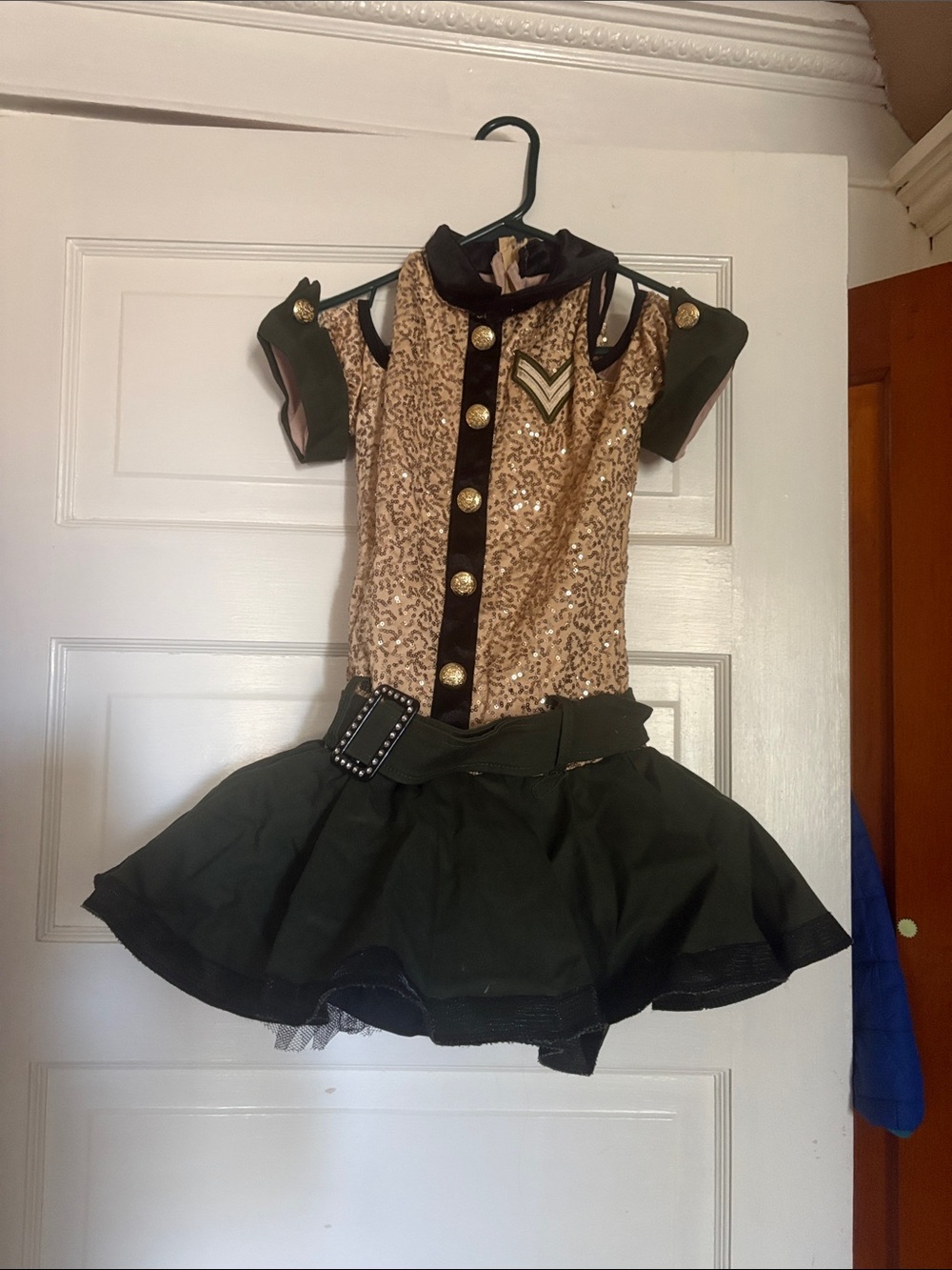 Weissman Gold Sequin and Black Military-Style Dance Costume